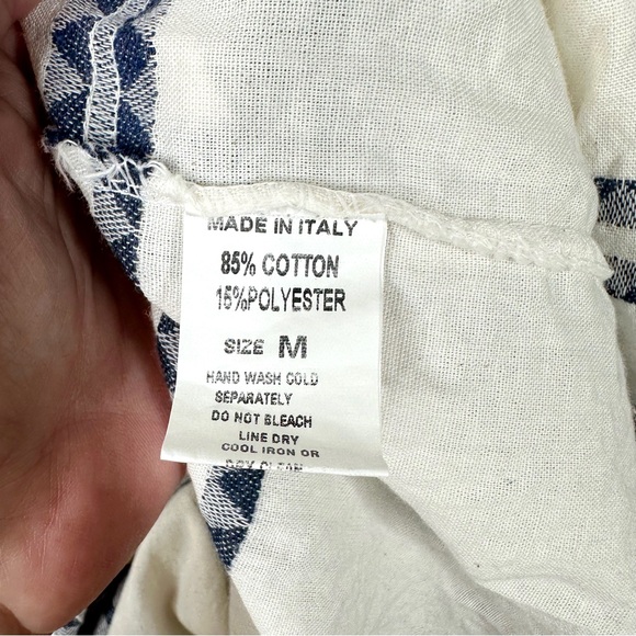 Caterina Ricci Dress Navy Blue & White Ruffle Tie Back Sleeveless Dress Medium - Picture 10 of 12